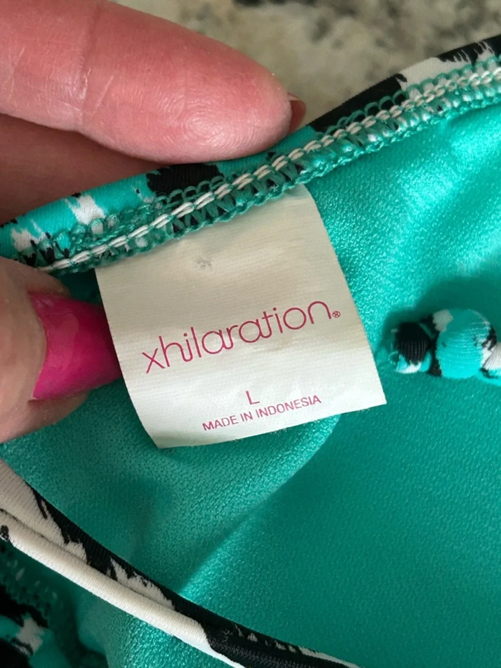 Xhilaration Turquoise Cheetah Animal Print Jeweled Bikini Adjustable Size L - Picture 11 of 12